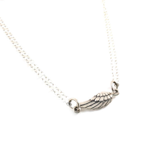 Sterling Silver Angel Wing Bracelet - Double Strand Chain Bracelet - Sterling Silver Bracelet - Memorial Bracelet - Gift for Her