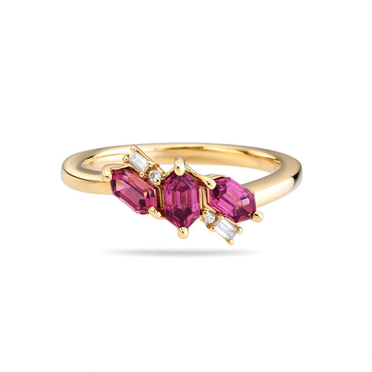 Purple & Diamond Hex Ring