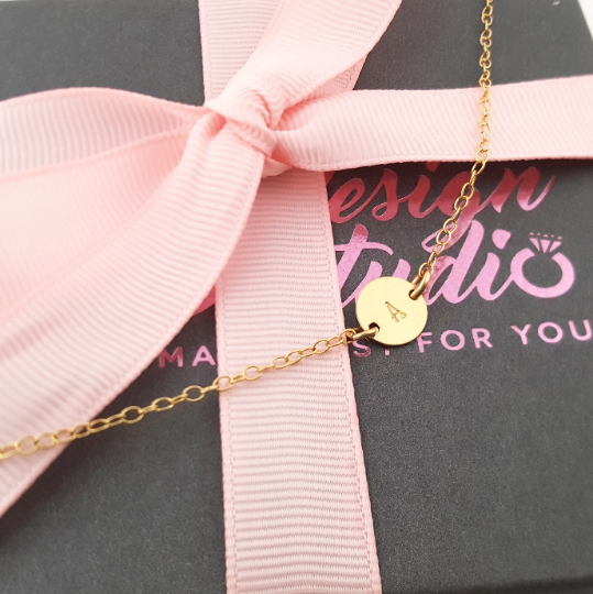 Initial Bracelet - 14k Gold Filled Monogram Bracelet - Single Initial Bracelet - Dainty Gold Chain Bracelet - Gift for Her - Personalized