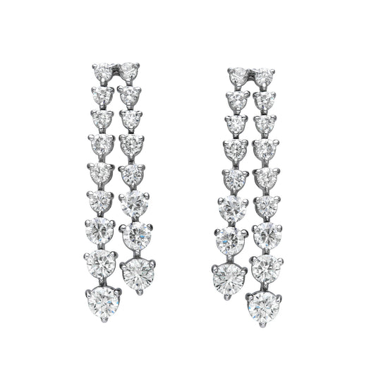 Double Line Three Prong Graduated Drop Earrings