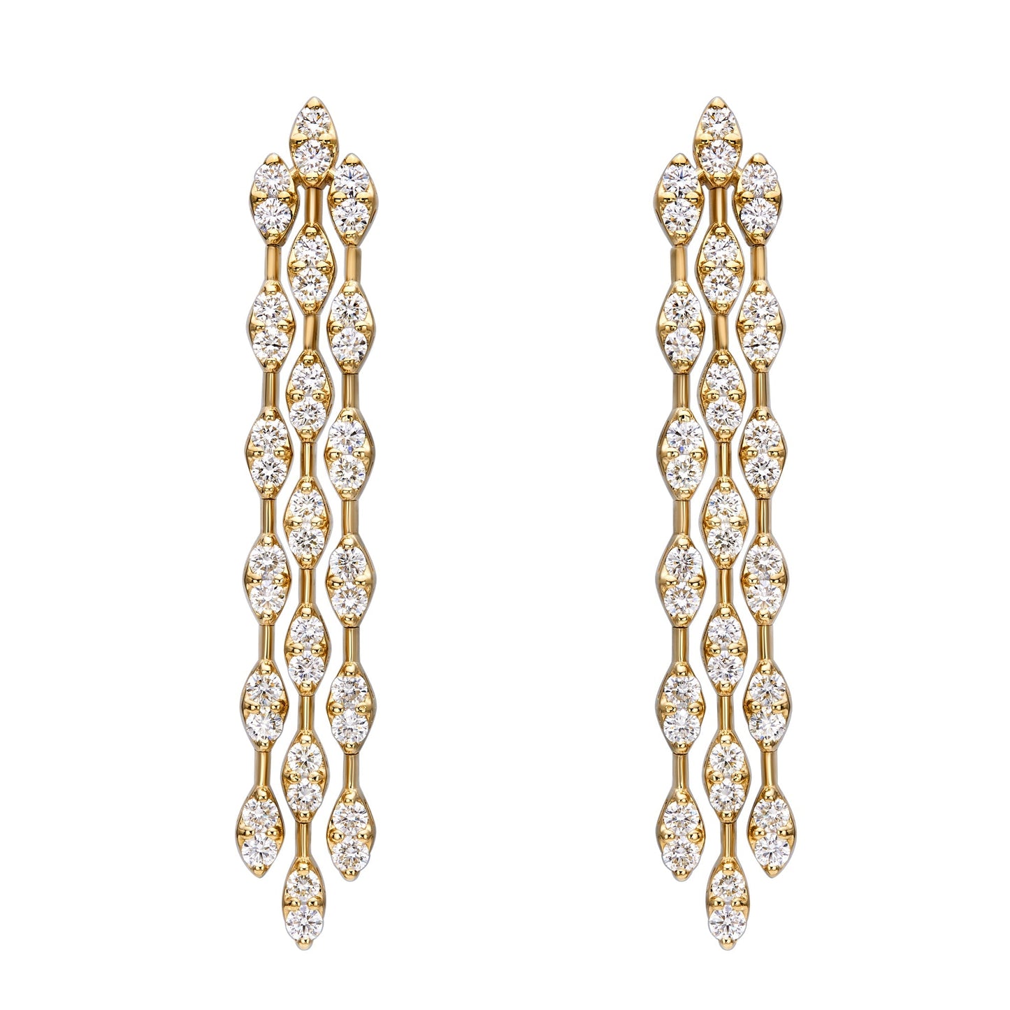 Three Line Marquise Drop Earrings