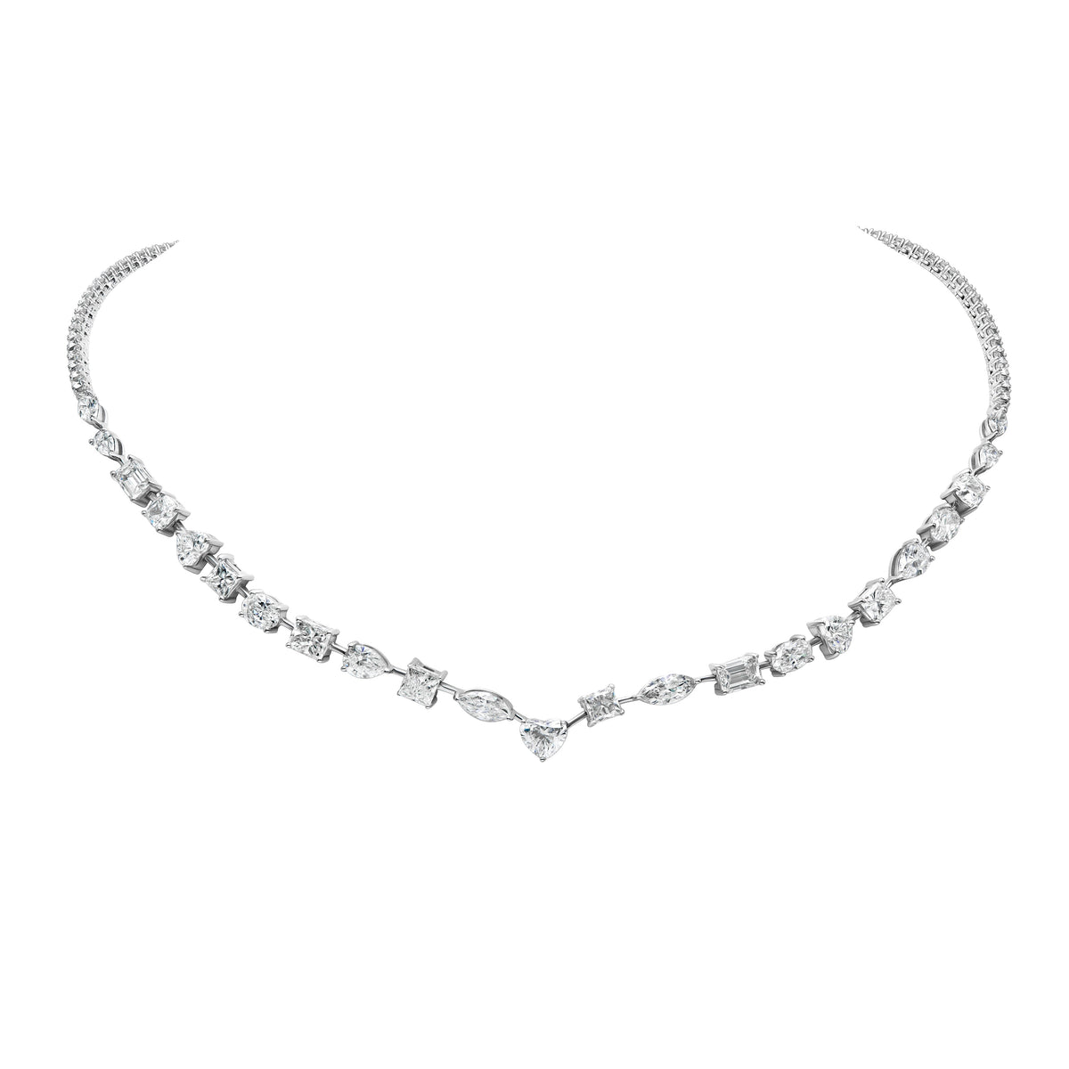Mixed Shape Half Tennis Necklace