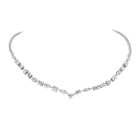 Mixed Shape Half Tennis Necklace