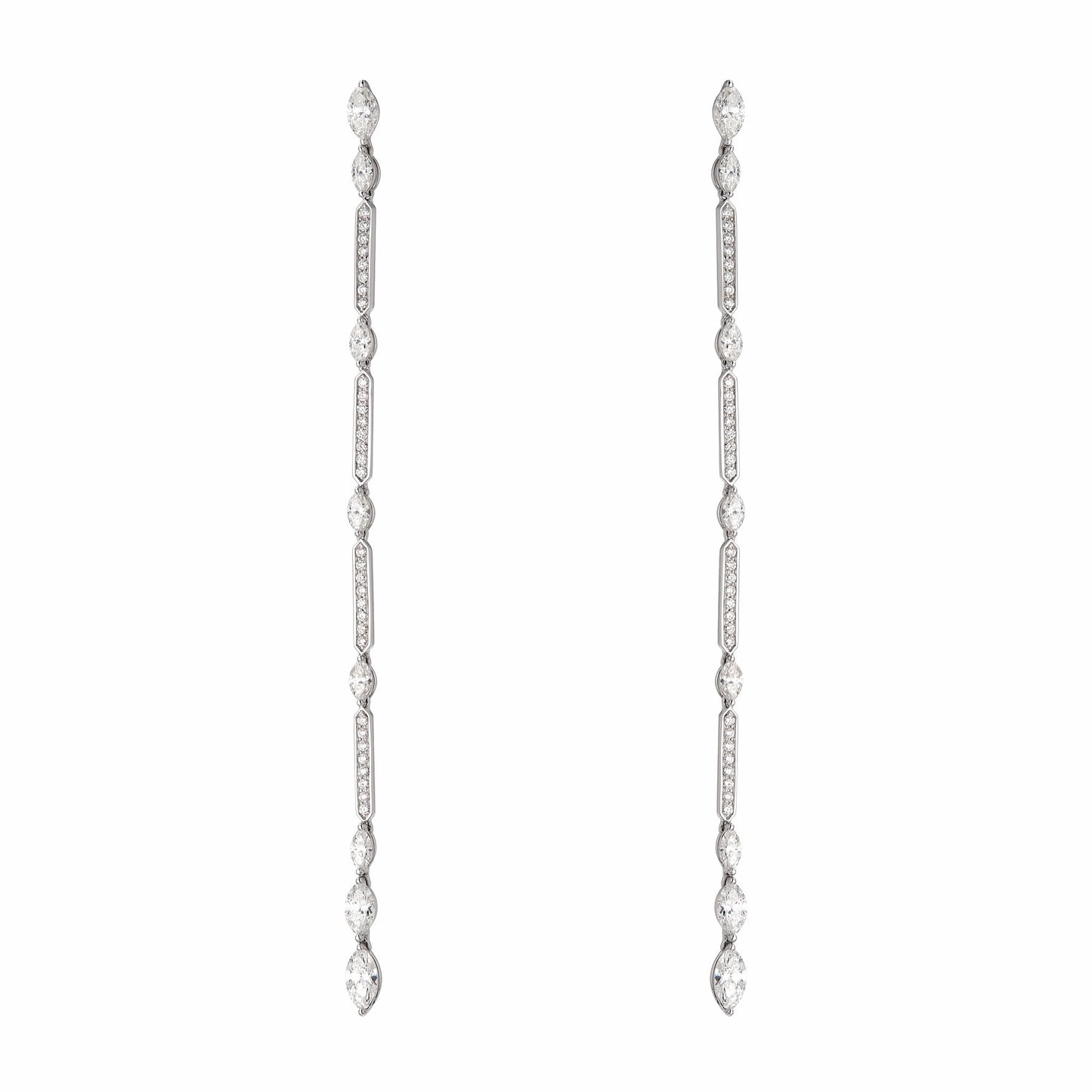Marquise & Round One Line Drop Earrings