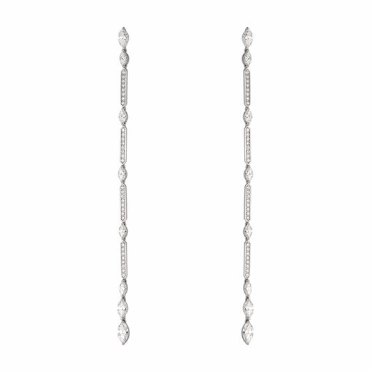 Marquise & Round One Line Drop Earrings