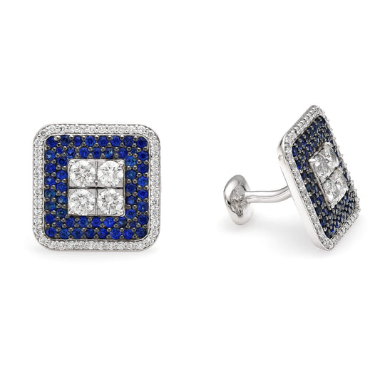 Square Diamond & Blue Sapphire Cufflinks