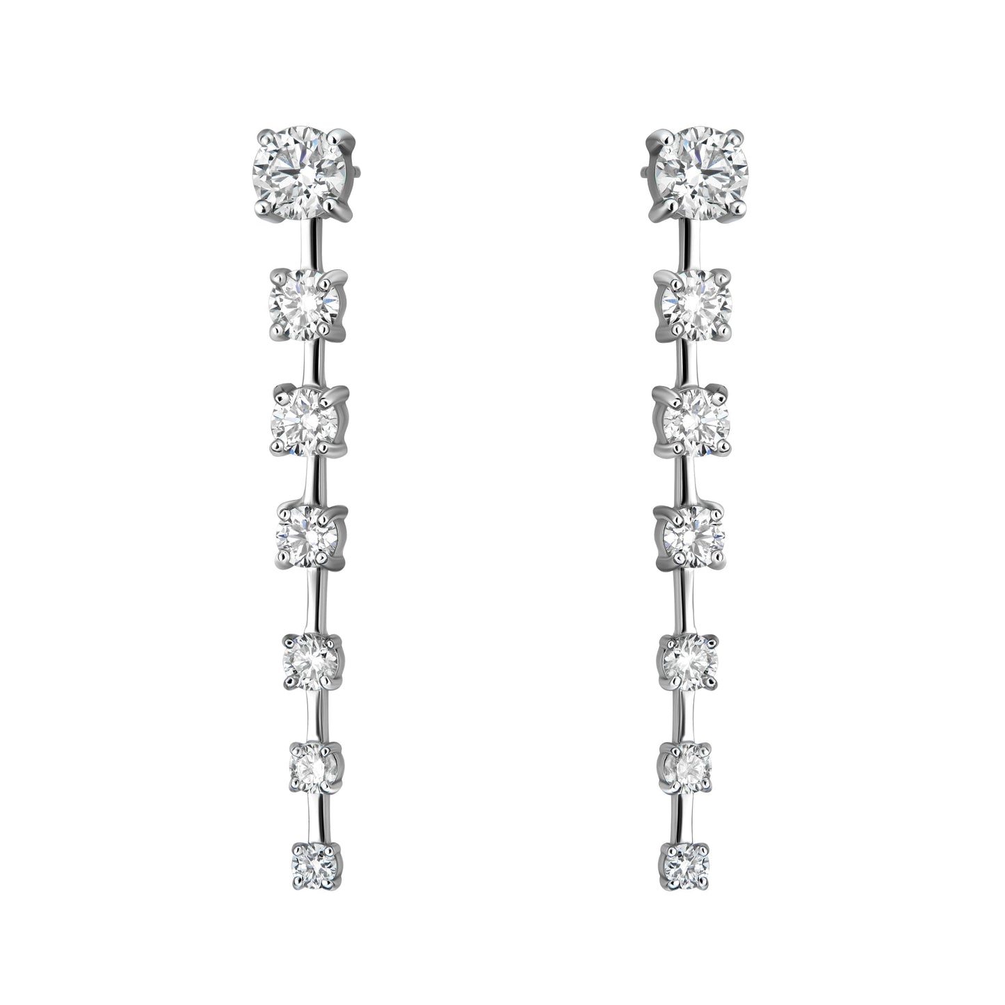 One Line Spaced Graduated Drop Earrings