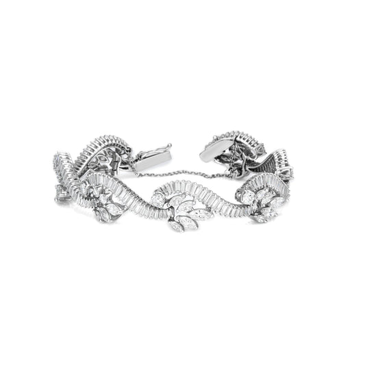 Baguette Wave & Marquise Flower Bracelet