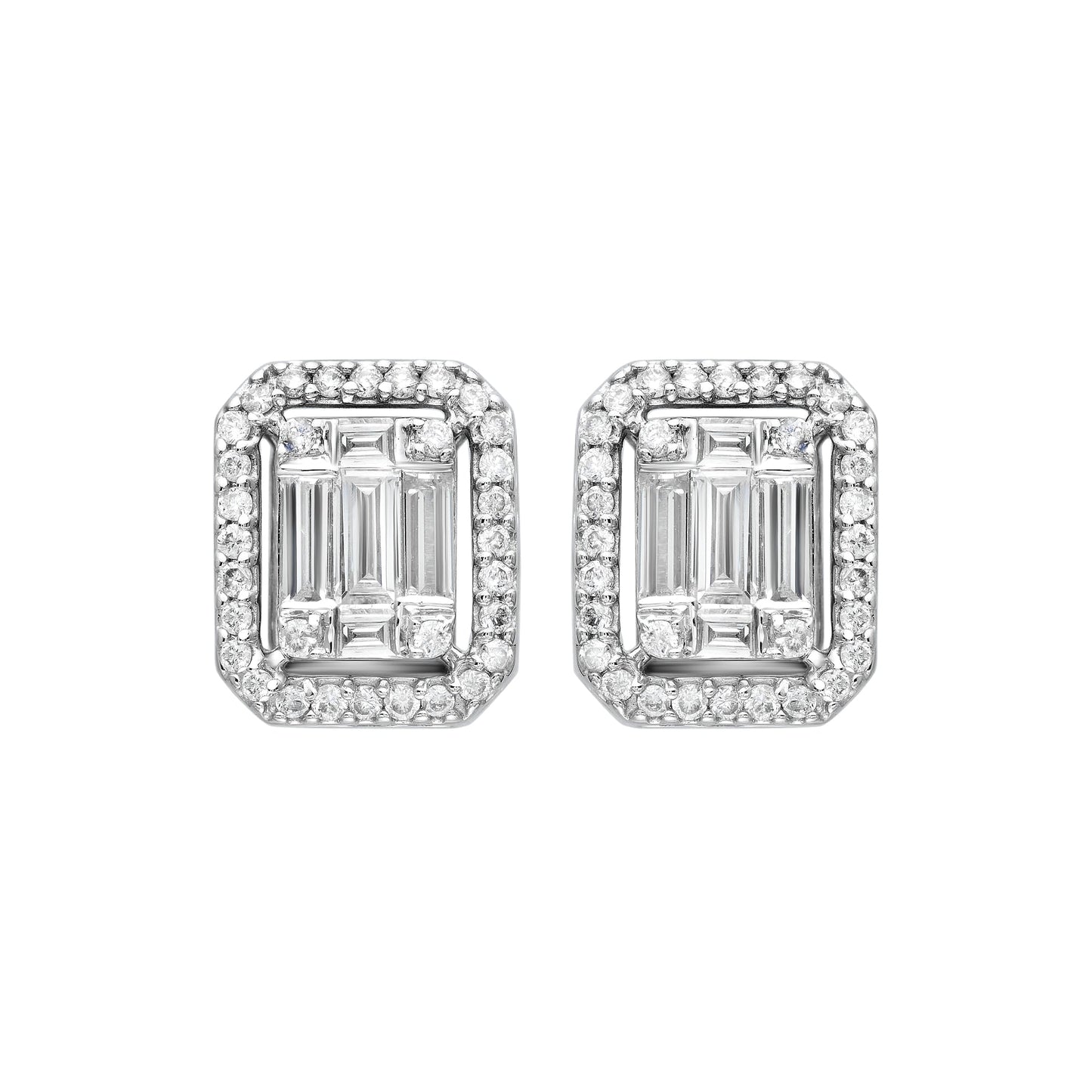 Studs Emerald Halo Illusion Earrings