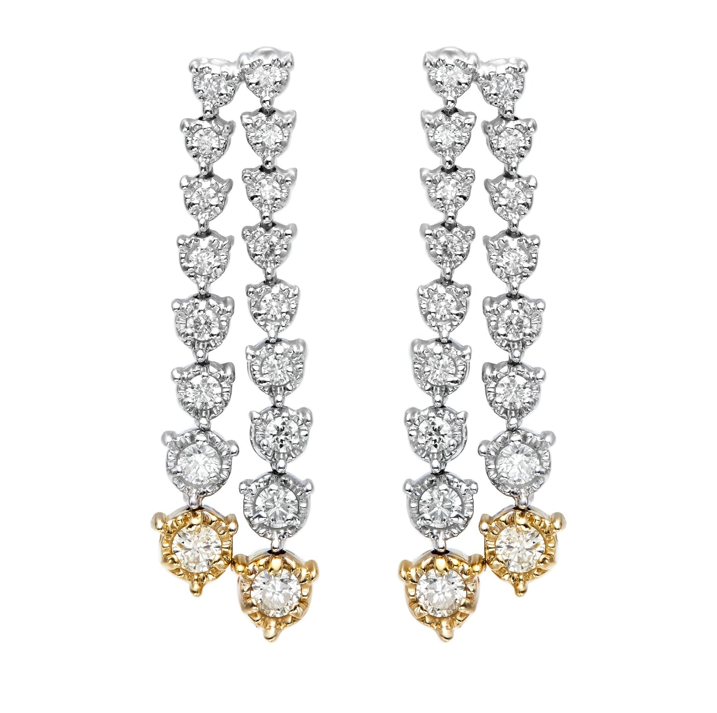 Two Tone Illusion Graduated Double Line Drop Earrings