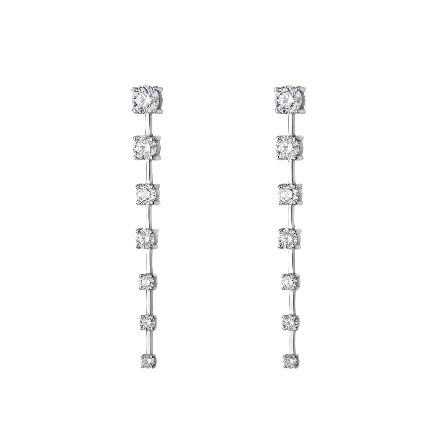 One Line Spaced Graduated Drop Earrings