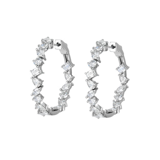 Round Multi Shape Diamond Hoops