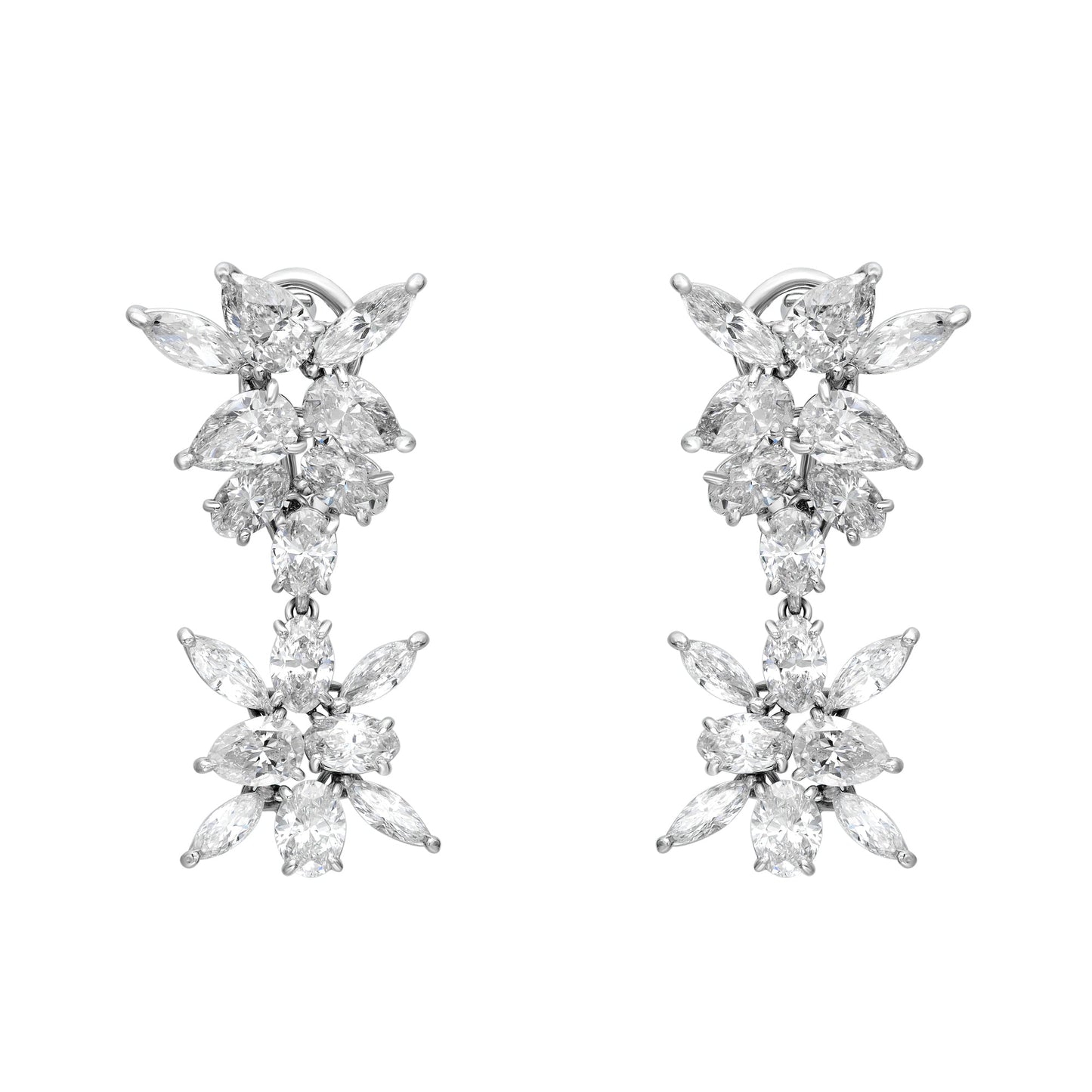 Multi Fancy Shape Cluster Extension Drop Earrings