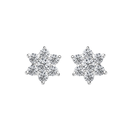 Studs Flower Round Center Cluster Earrings