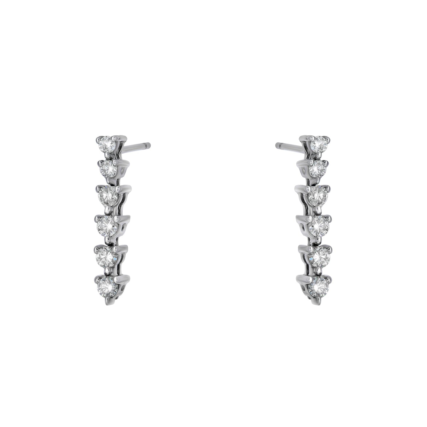 Graduated One Line Drop 3 Prong Earrings