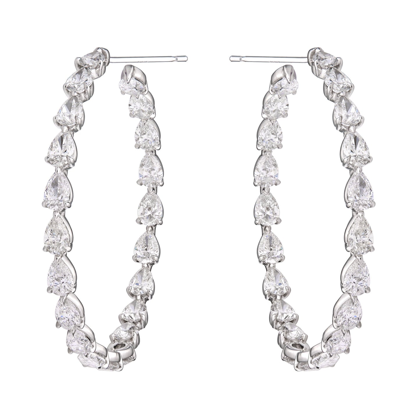 Pear Diamond Hoops