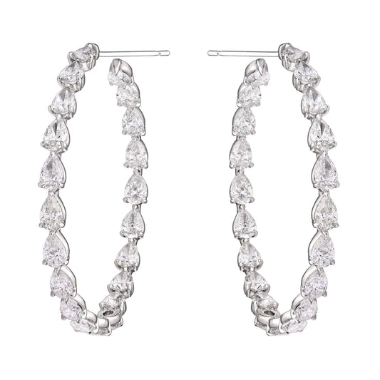 Pear Diamond Hoops