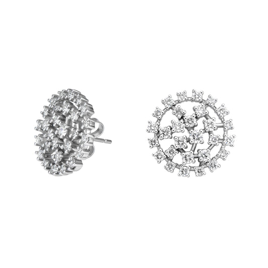 Center Cluster Halo Stud Earrings