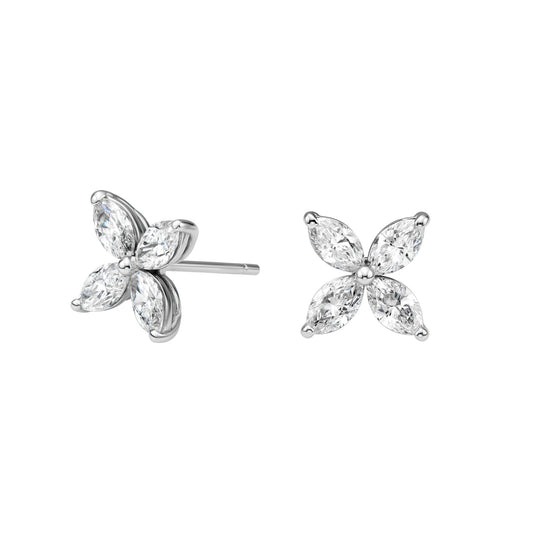 Marquise Floral Quad Stud Earrings