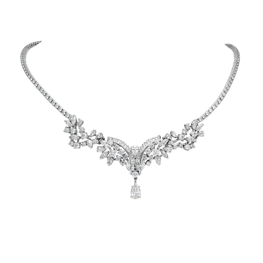 Fancy Cluster Drop Necklace