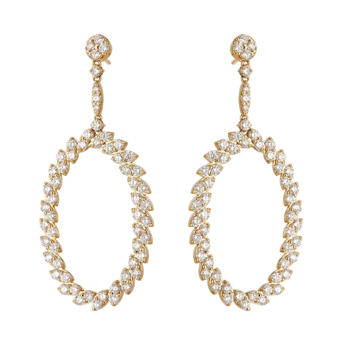 Diamond Open Oval Drop Earrings