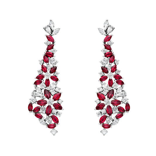 Diamond & Ruby Kite Multi Shape Earrings