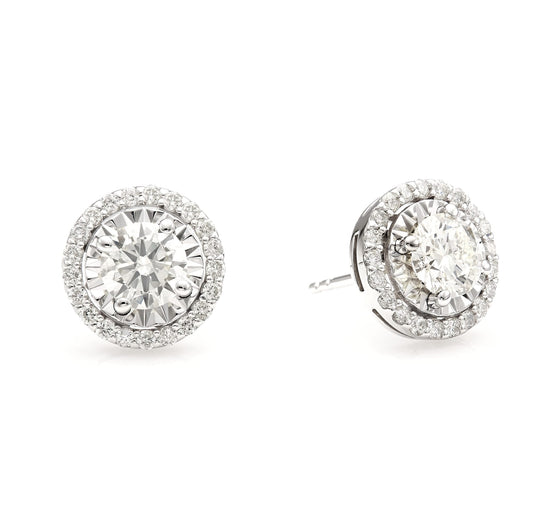 Stud Center Halo Illusion Stud Earrings
