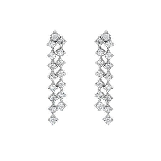 Double Line Square Drop Earrings