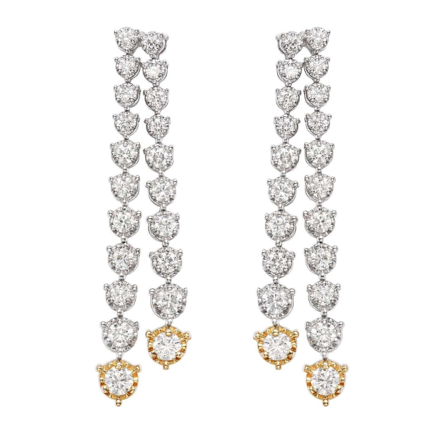 Two Tone Illusion Graduated Double Line Drop Earrings
