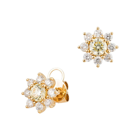 Stud Center Flower Cluster Earrings