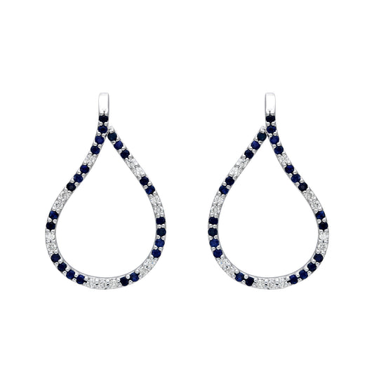 Teardrop Alternating Diamond & Sapphire Earrings