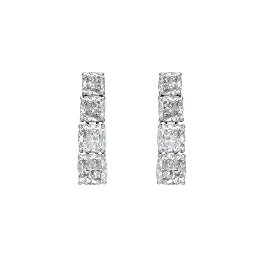 One Line Cushion Graduated Drop Earrings