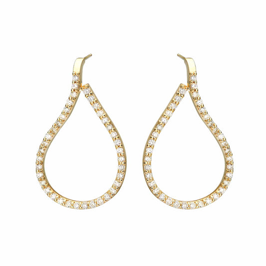 Front Pear Outline Dangle Earrings