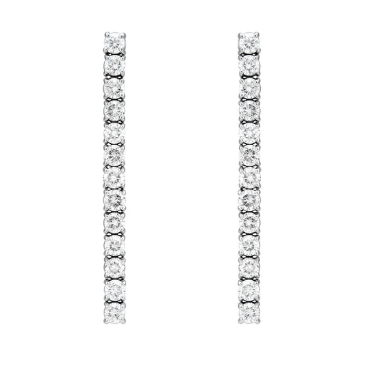 Four Prong One Line Drop Earrings