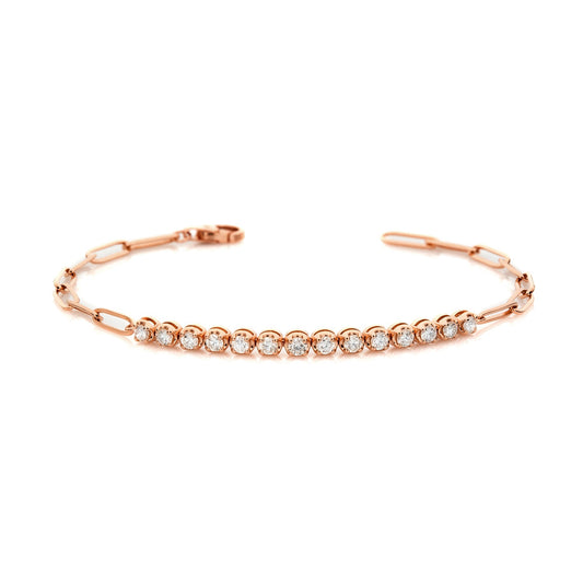 Round Diamond & Paperclip Chain Bracelet