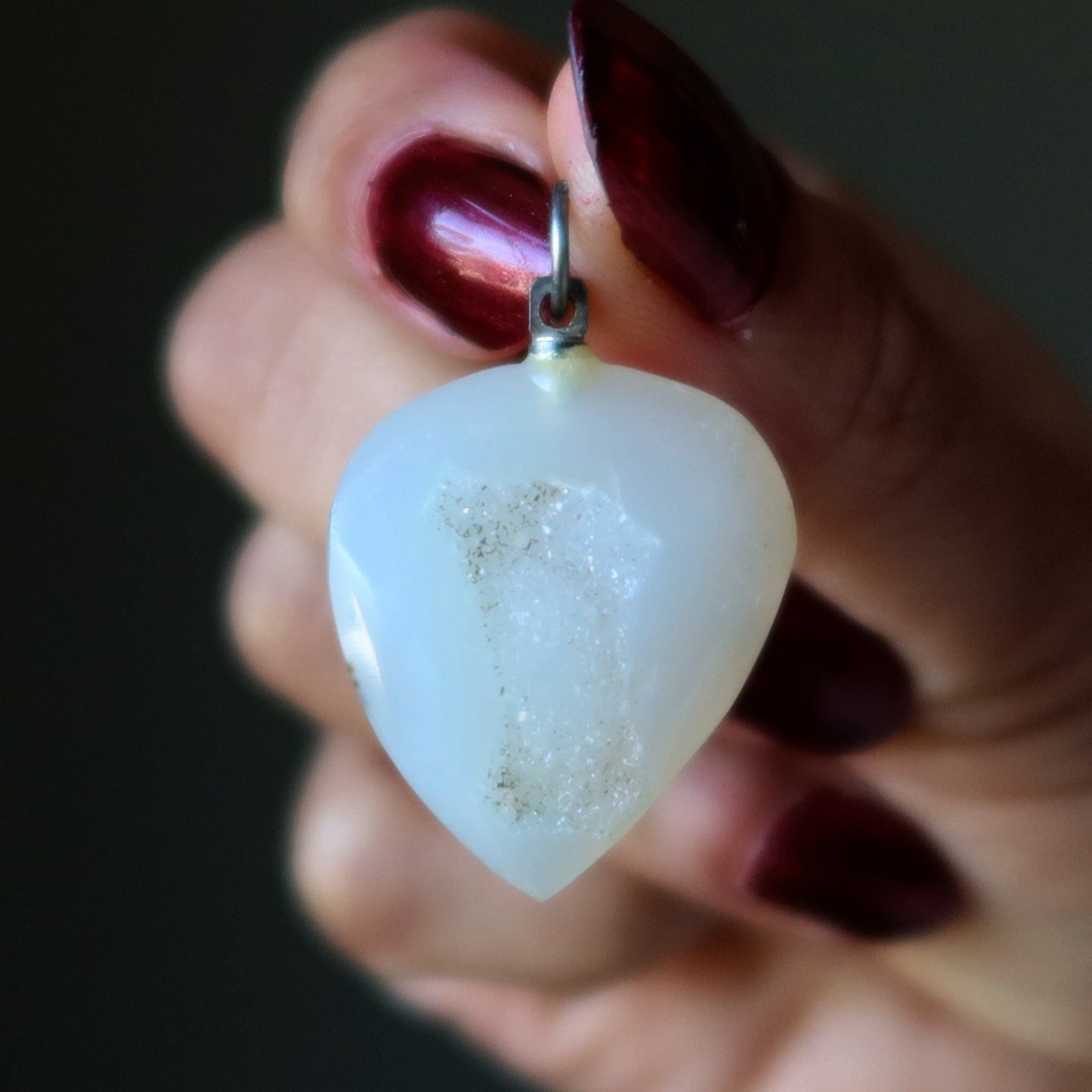 Druzy Quartz Pendant White Dazzling Divinity Drop