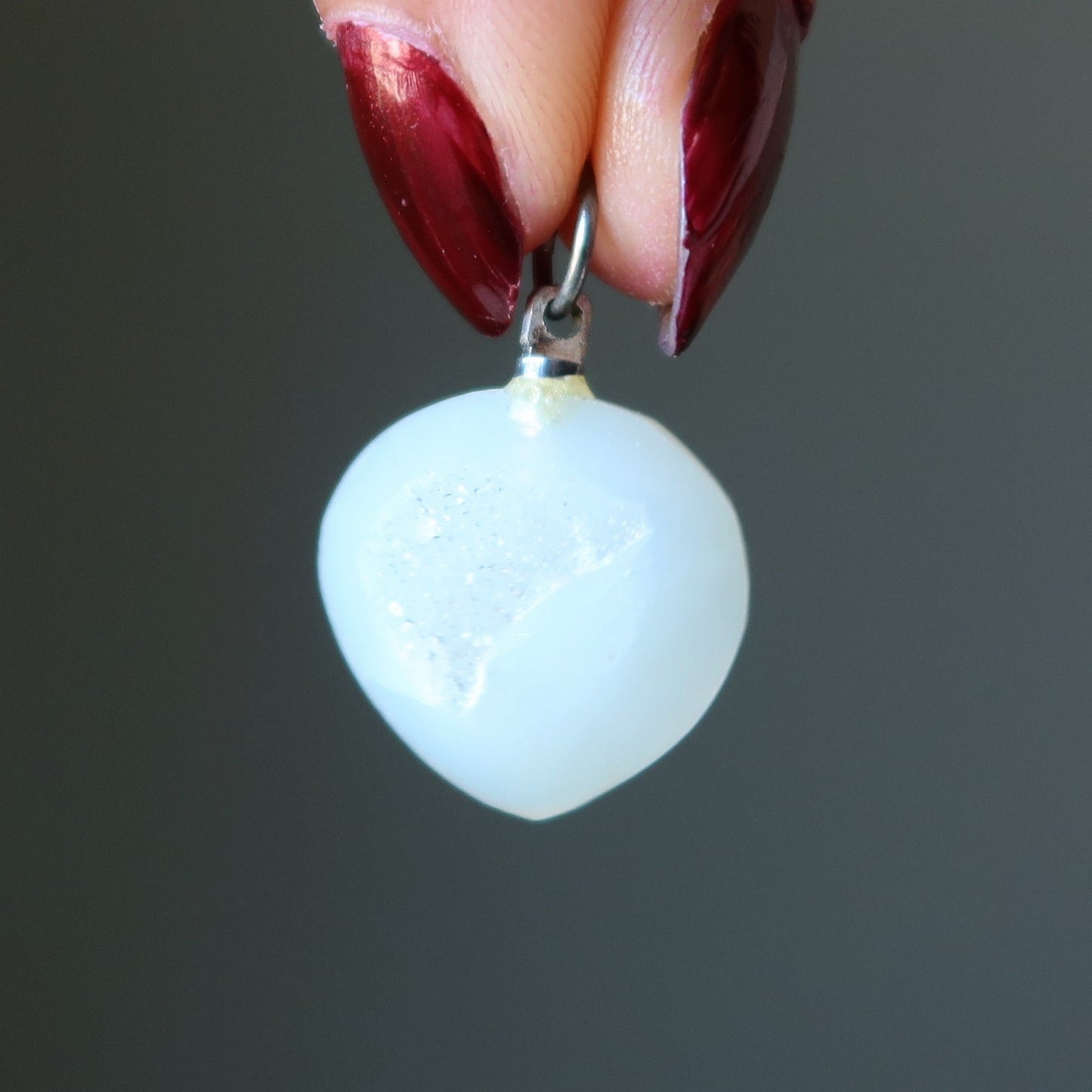 Druzy Quartz Pendant White Dazzling Divinity Drop