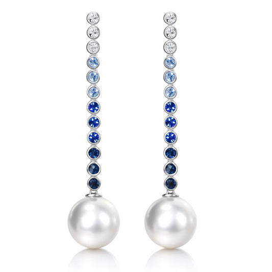 18K White Gold White South Sea Pearl Earrings, 13-14mm, 2.24ct