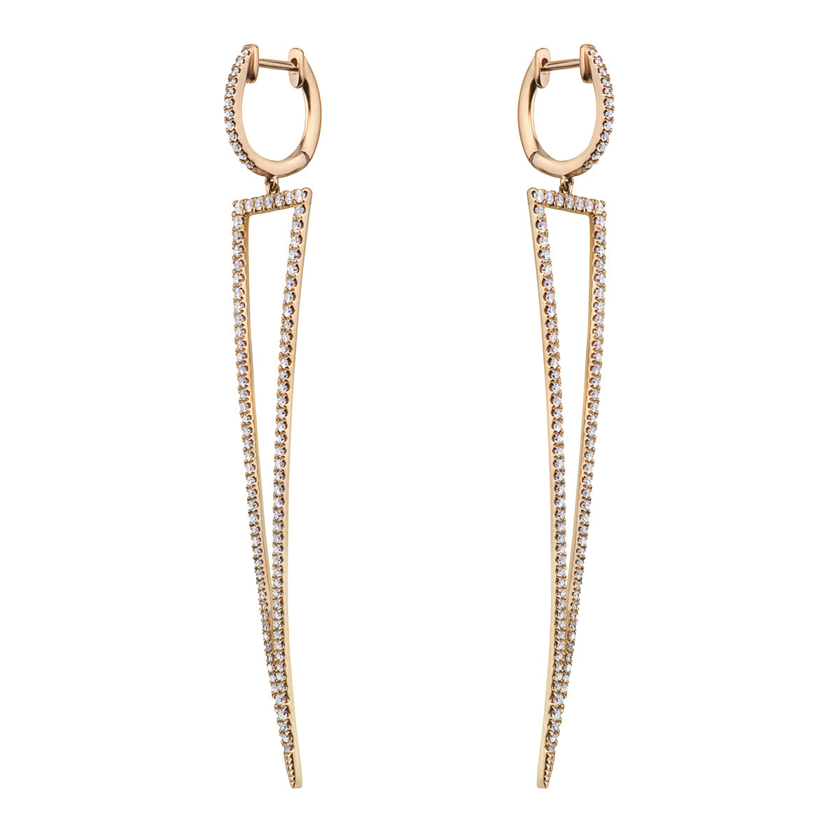18K Rose Gold Diamond Hanging Earrings, 1.02ct