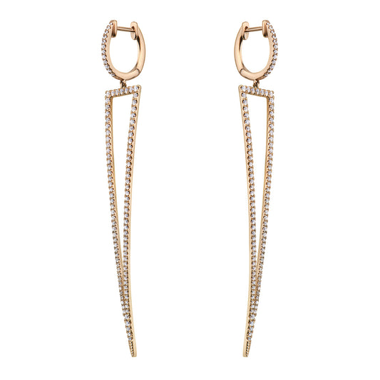 18K Rose Gold Diamond Hanging Earrings, 1.02ct