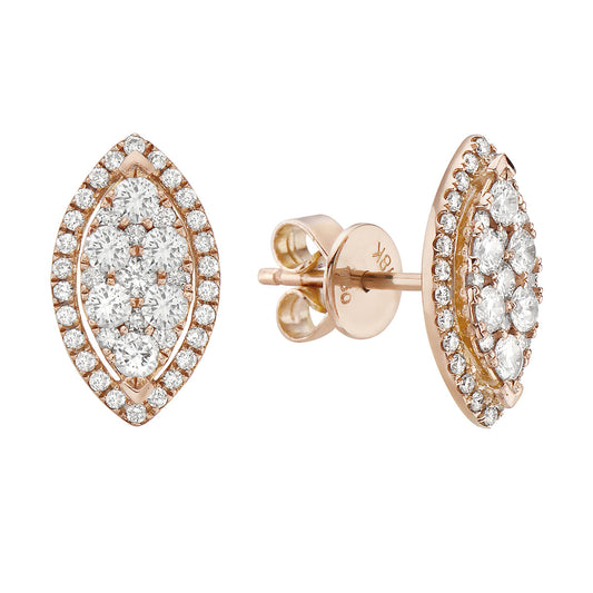 18K Rose Gold Diamond Earrings, 0.64ct