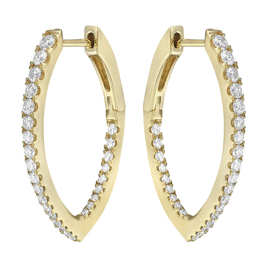 18K Yellow Gold Diamond Earrings, 0.65ct