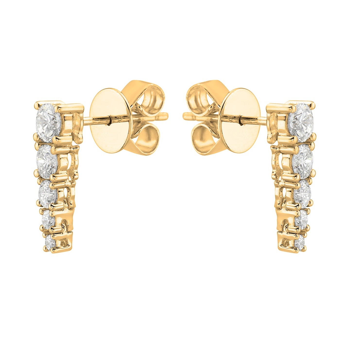 18K Yellow Gold Diamond Earrings, 0.72ct