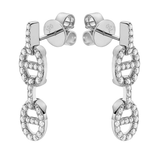 18K White Gold Diamond Earrings, 0.68ct