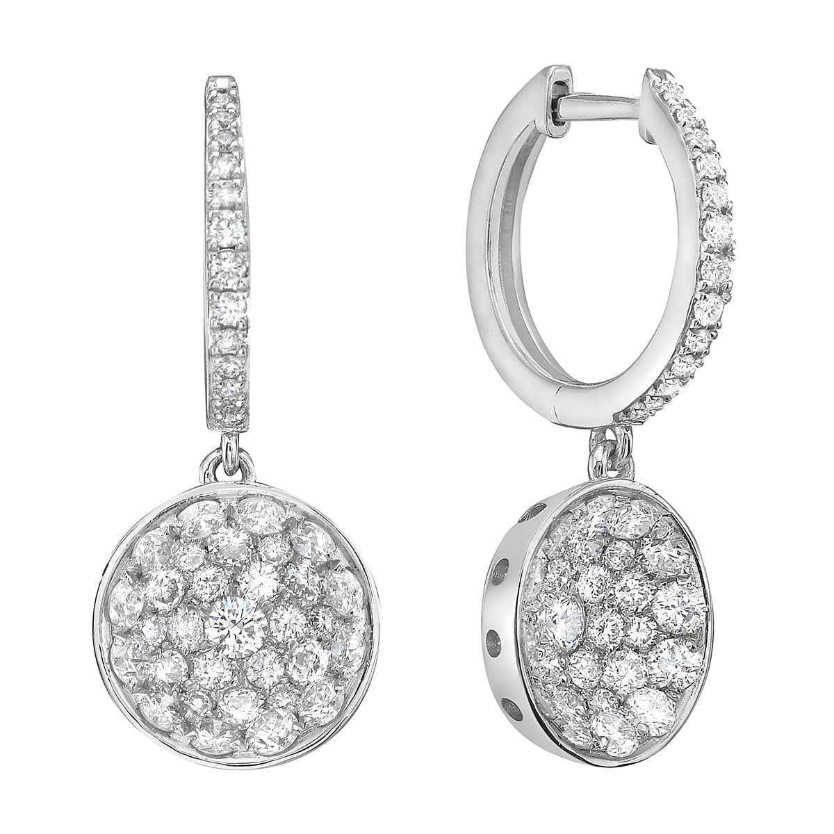 18K White Gold Diamond Earrings, 1.65ct