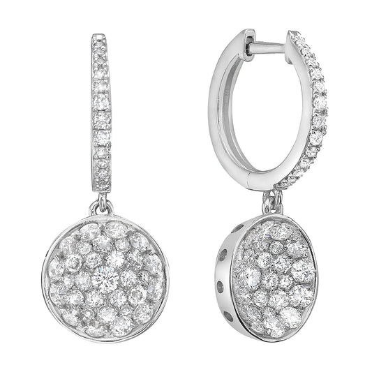 18K White Gold Diamond Earrings, 1.65ct
