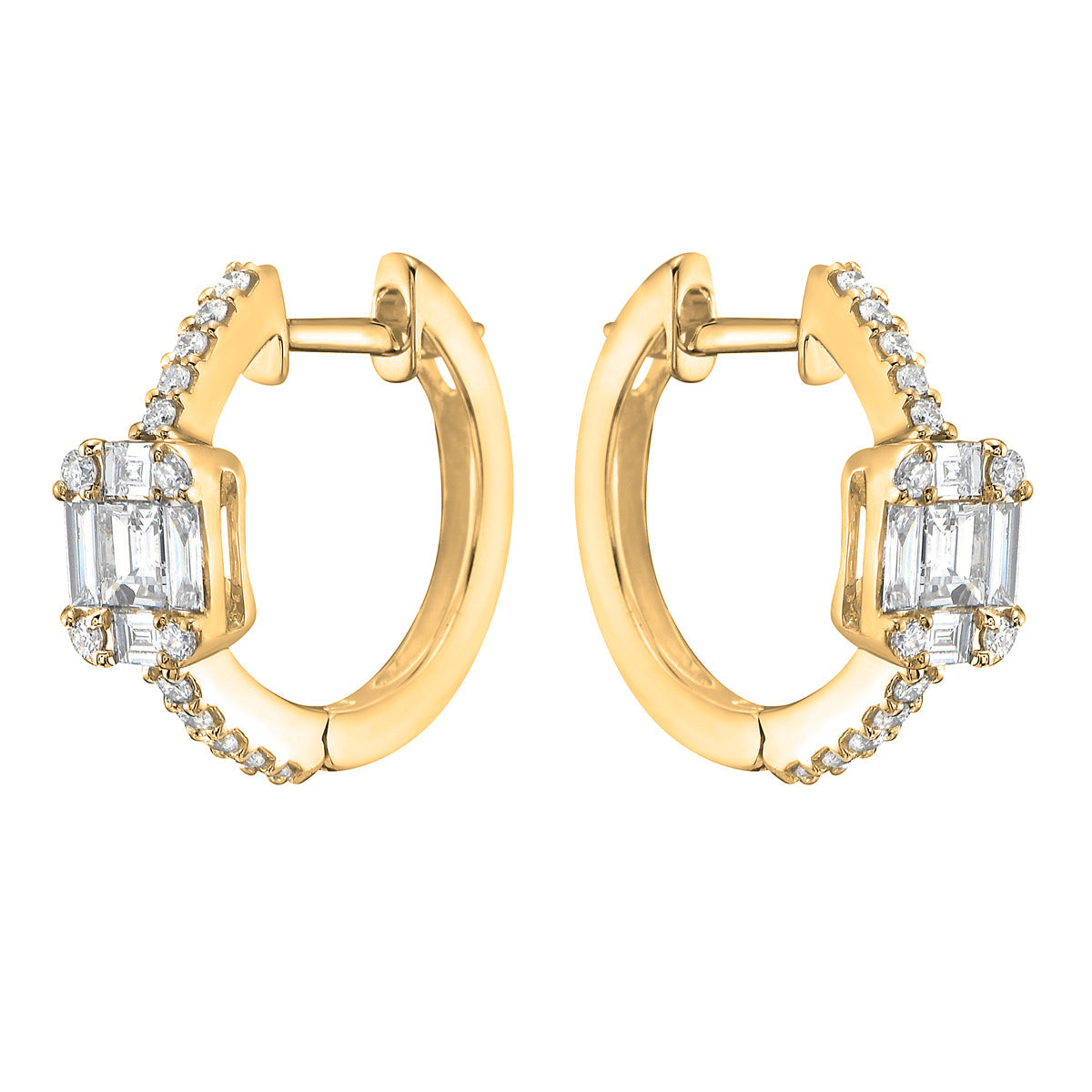 18K Yellow Gold Diamond Huggies Earrings, 0.5ct