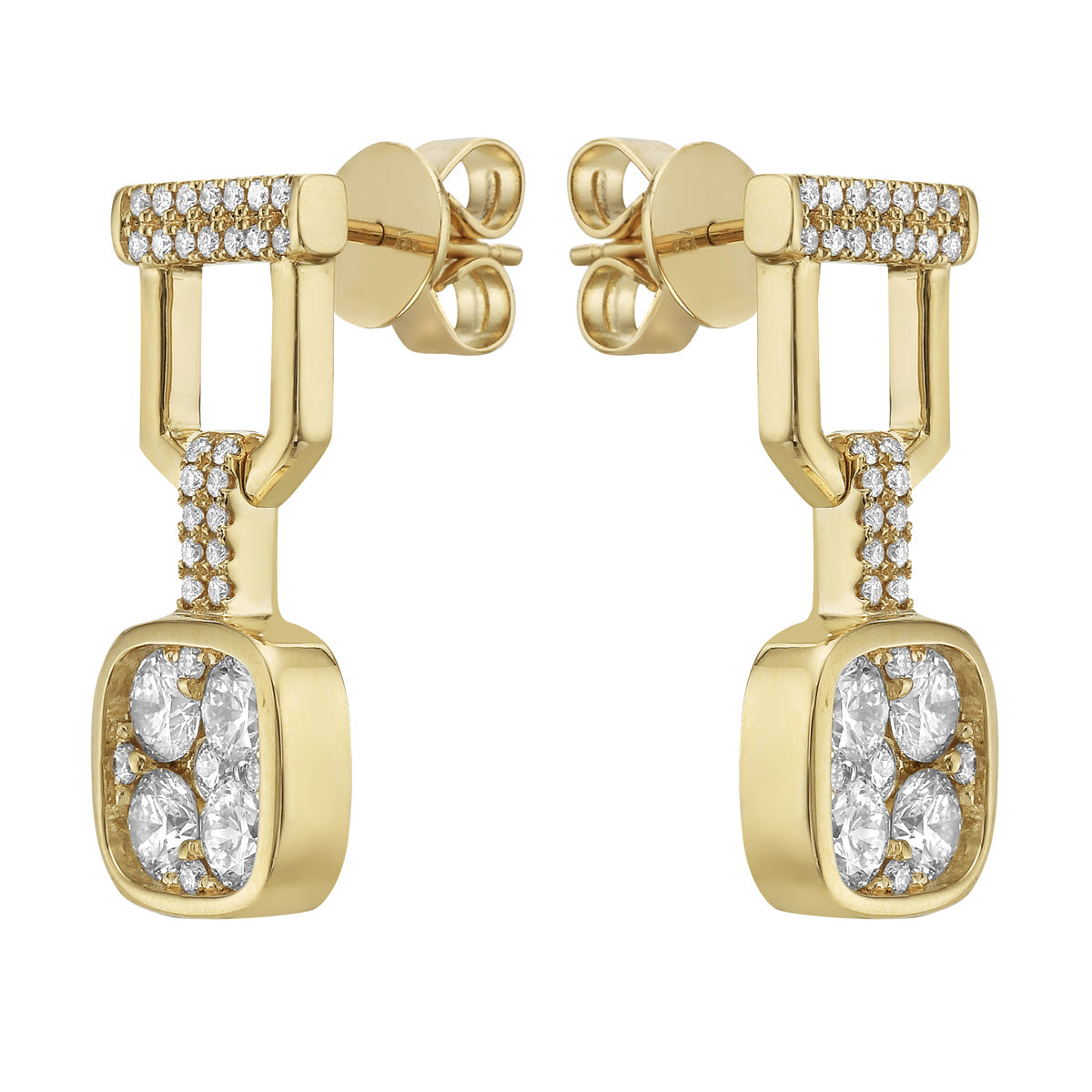 18K Yellow Gold Diamond Earrings, 1.71ct