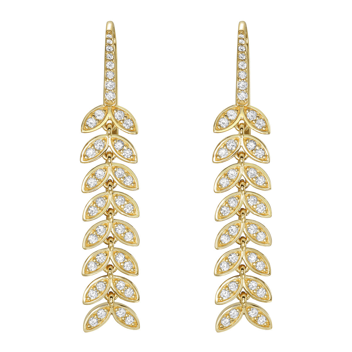 18K Yellow Gold Diamond Earrings, 0.88ct