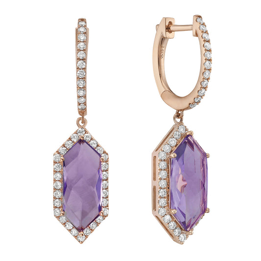 14K Rose Gold Rose de France Earrings, 5.01ct
